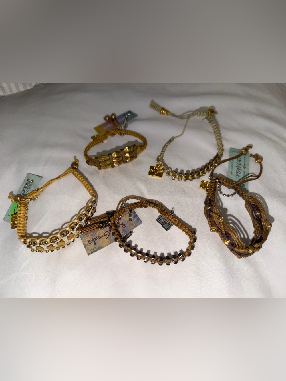 Rose Gonzales - Lot of 5 Gold and Brown Handmade Bracelets